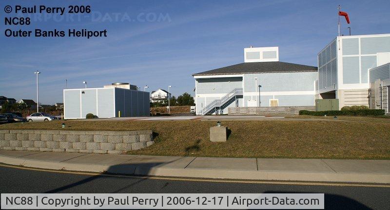 Outer Banks Heliport (NC88) - Facing north, with one of the two windsocks visible