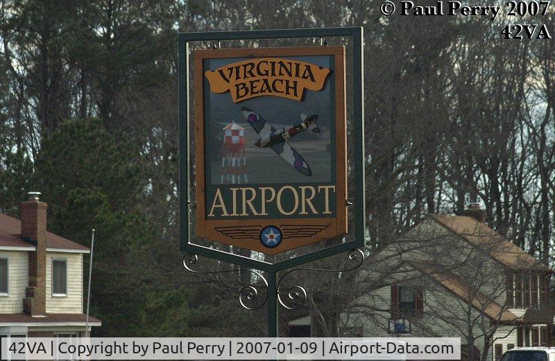 Virginia Beach Airport (42VA) - The sign approaching the airport