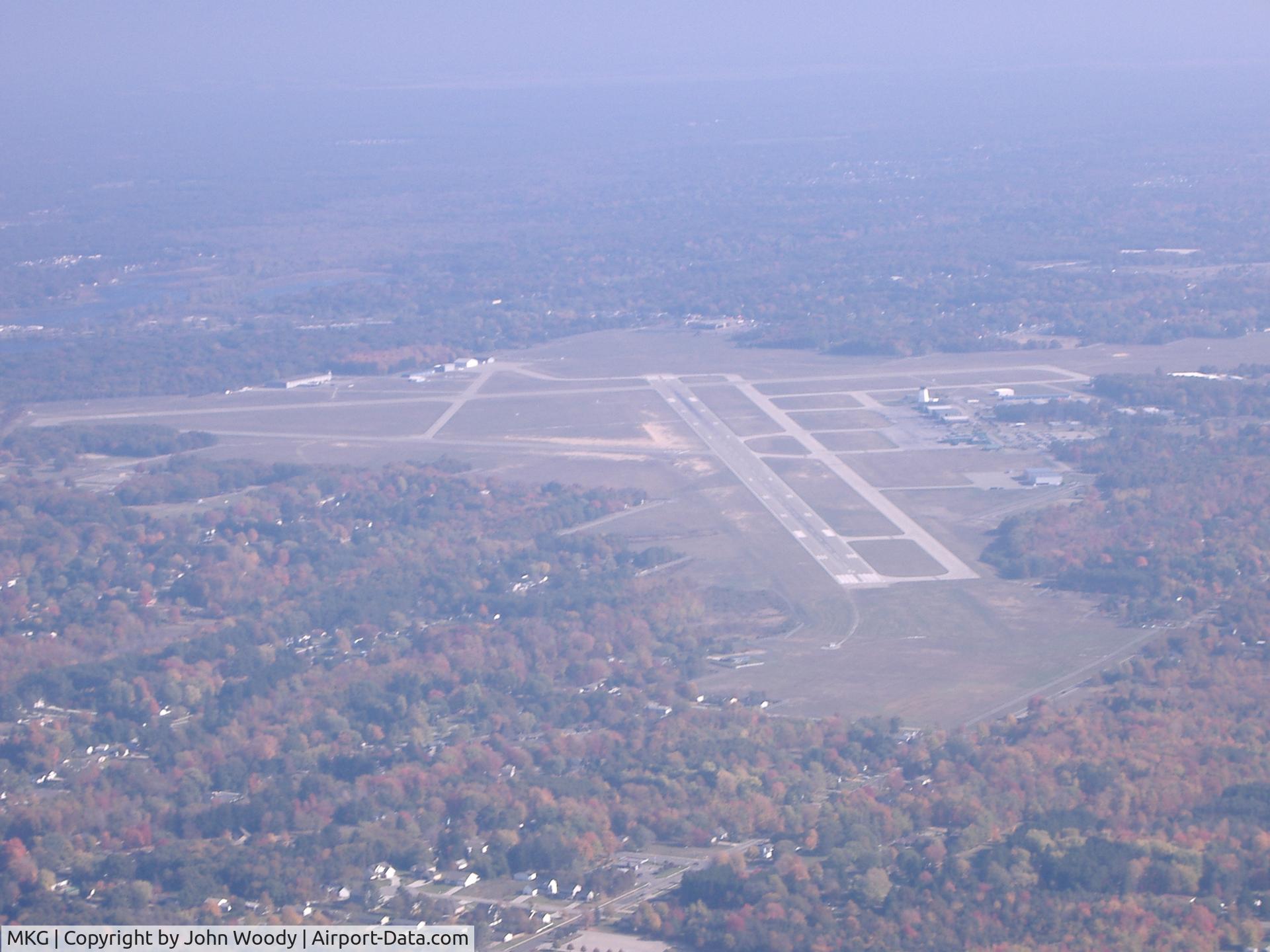 Muskegon County Airport (MKG) - MKG looking east from over the water