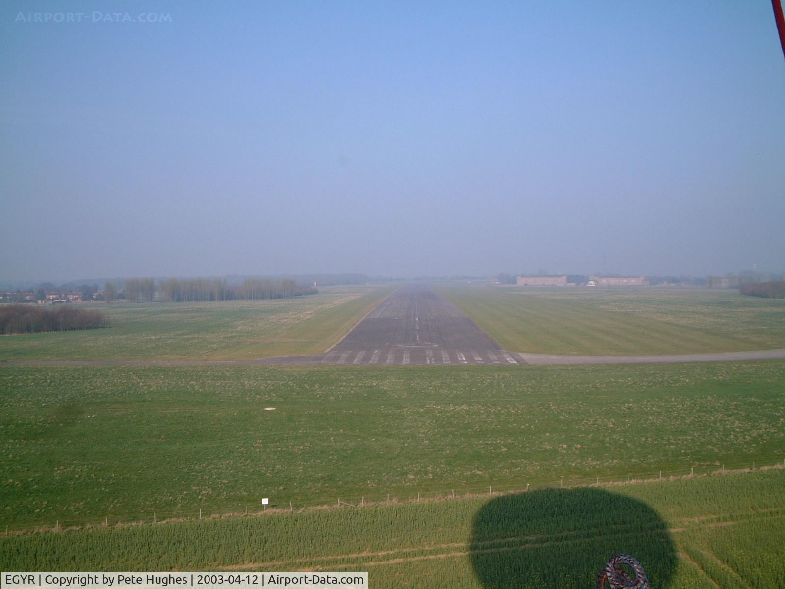 EGYR Airport - early morning short finals to RAF Watton (look at the shadow!)