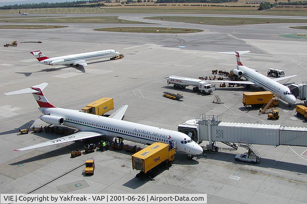 Vienna International Airport, Vienna Austria (VIE) - 3 Austrian Airlines MD80 OE-LMA, OE-LMB and OE-LMC