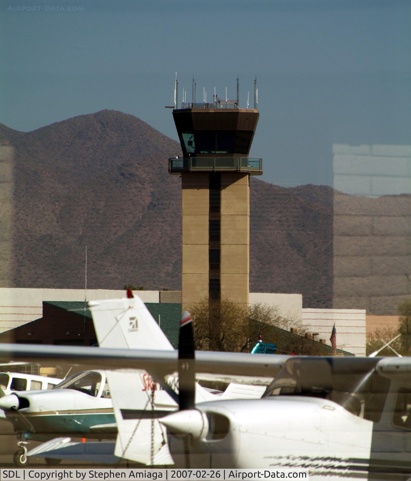 Scottsdale Airport (SDL) - Scottsdale tower over a few GA acft