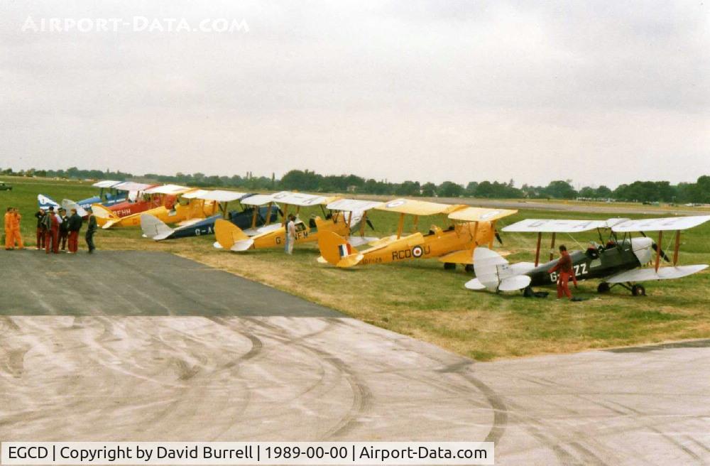 Woodford Aerodrome Airport, Stockport, England United Kingdom (EGCD) - Tiger Moth Line up - Woodford Airshow 1989 (Scanned)