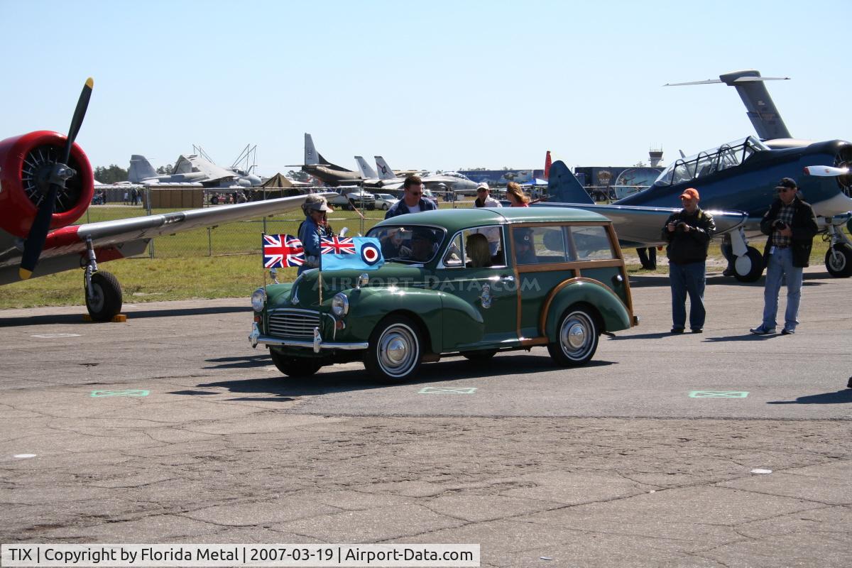 Space Coast Regional Airport (TIX) - Classic car on ramp. Morris Minor 1000 Traveller early 60's.