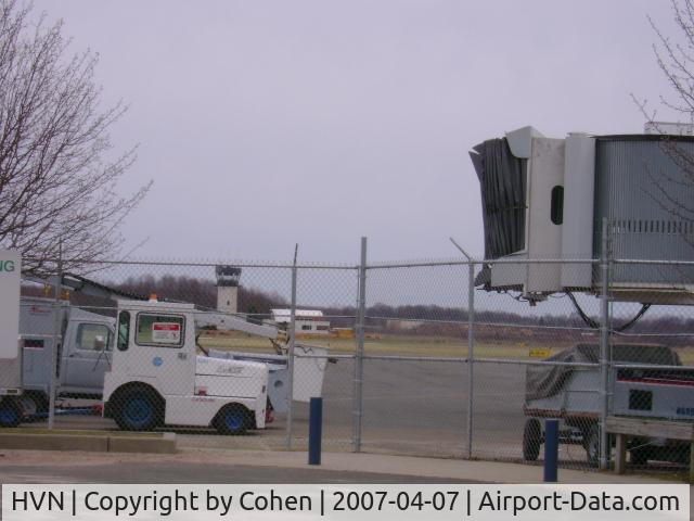 Tweed-new Haven Airport (HVN) - East ramp of HVN with gate at Tweed