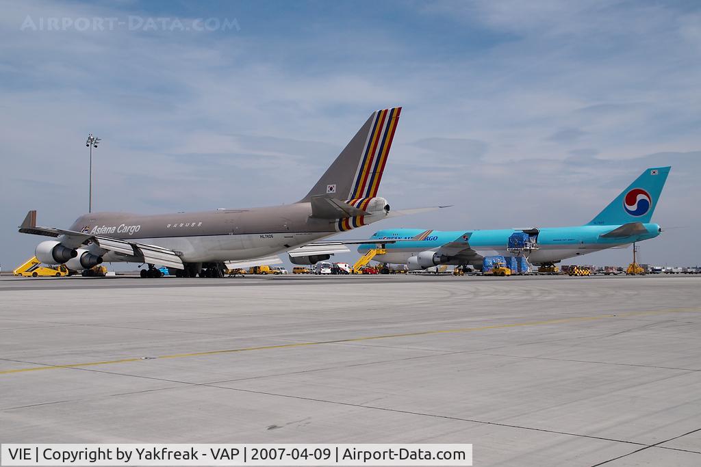 Vienna International Airport, Vienna Austria (VIE) - Asiana and Korean Air Boeing 747-400