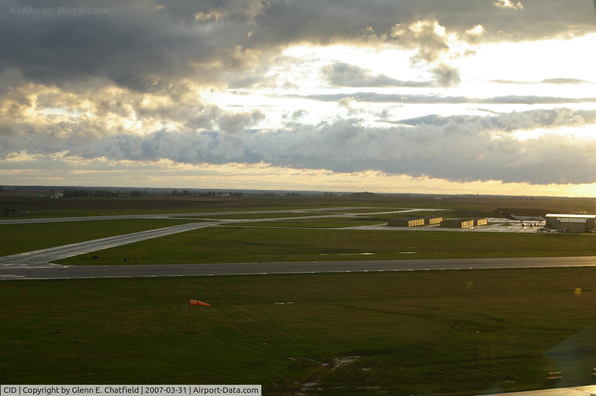 The Eastern Iowa Airport (CID) - Looking west from control tower towards approach end of RY9.  On right is PS Air and FDX