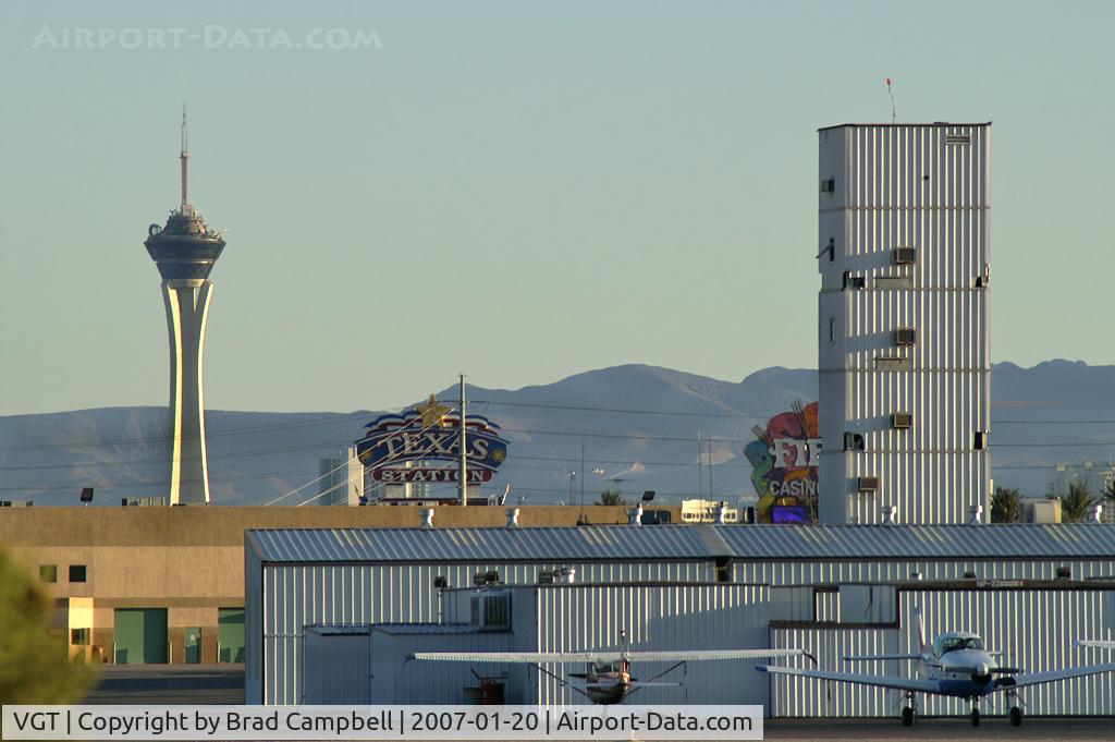 North Las Vegas Airport (VGT) - The end of an era - the old Air Traffic Control Tower at North Las Vegas Air Terminal is being disassembled. Good night and good flight...happy landings!