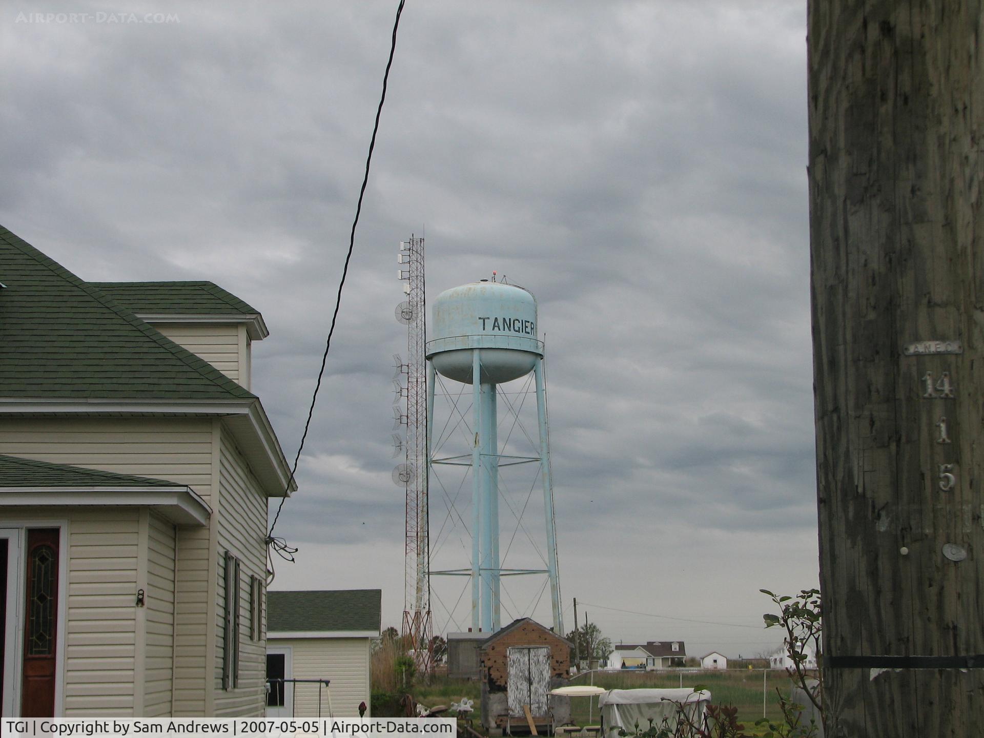 Tangier Island Airport (TGI) - The water tower tells you where you are.