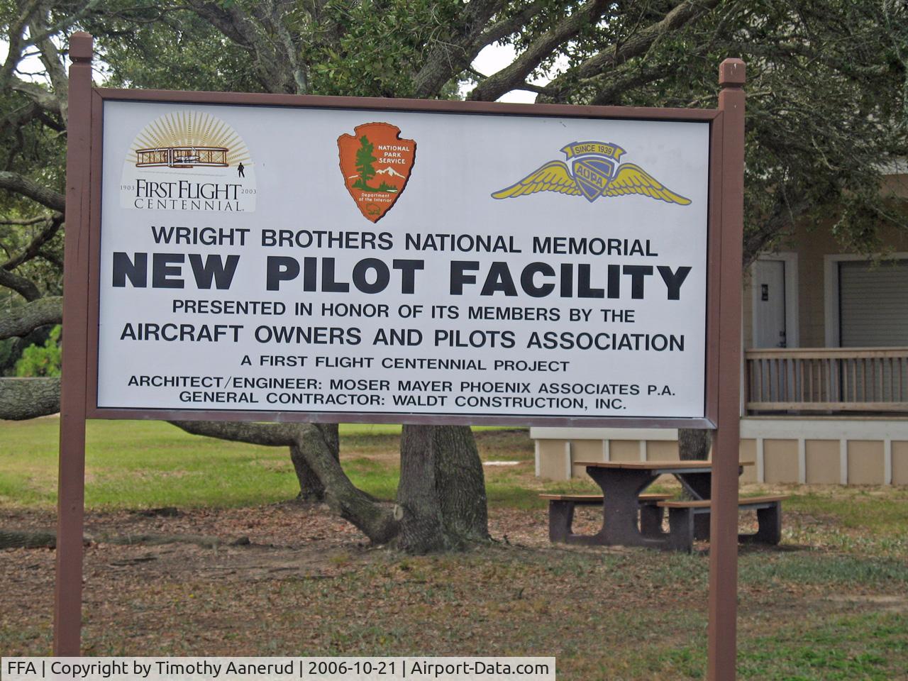 First Flight Airport (FFA) - Sign by Pilot's Facility