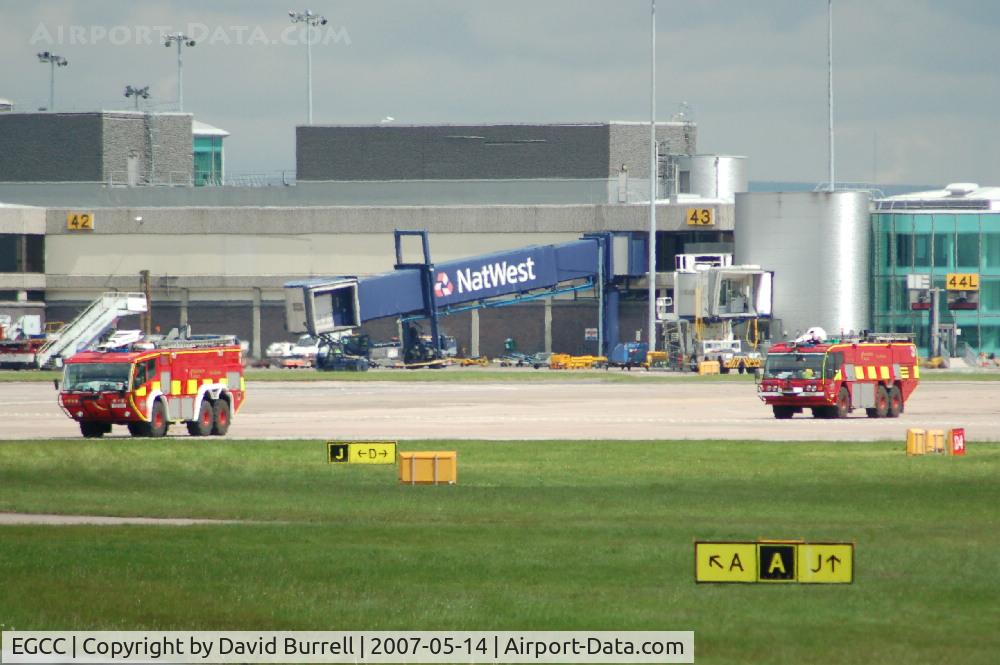 Manchester Airport, Manchester, England United Kingdom (EGCC) - Airport Fire Service on the move.