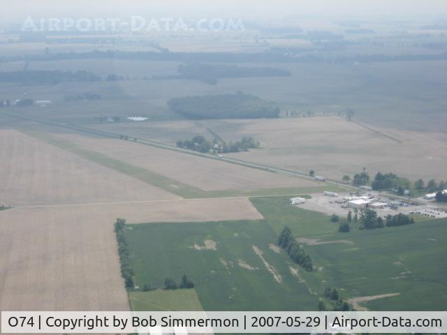 Elliotts Landing Airport (O74) - From 2000' over Mount Victory, OH.  Great place to eat (The Plaza)