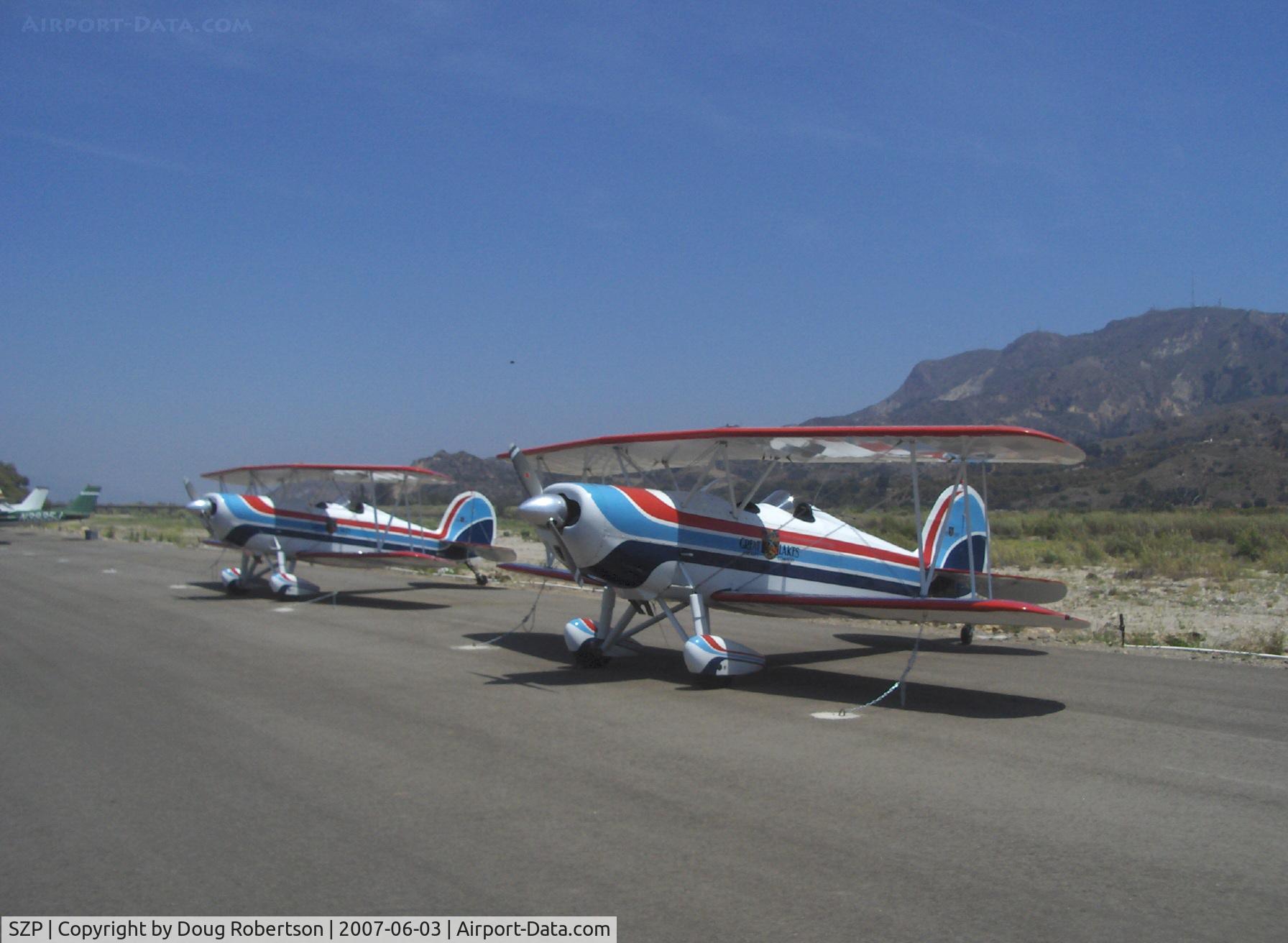 Santa Paula Airport (SZP) - N3554L & N3617L 1978 Great Lakes 2T-1A-2, a matched pair at transient tiedown