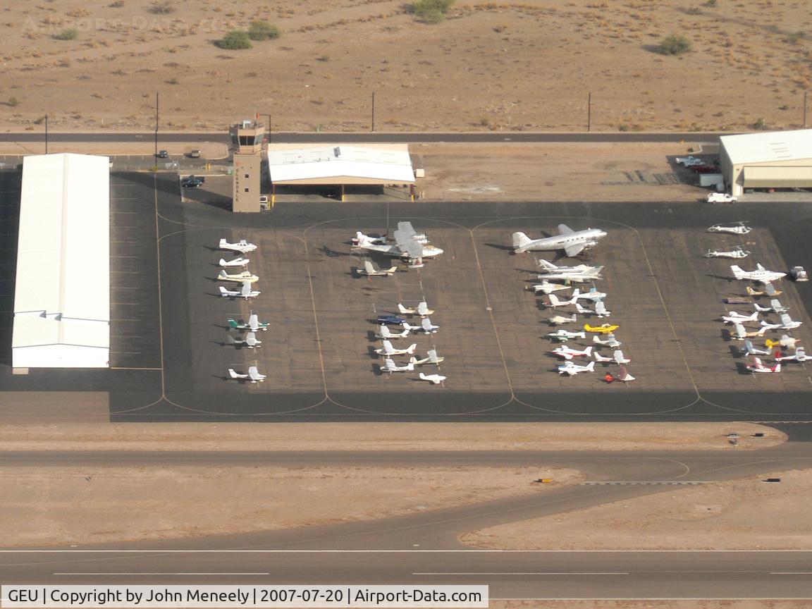 Glendale Municipal Airport (GEU) - A PBY, DC-3, and 2 MiGs can be seen in this shot of GEU