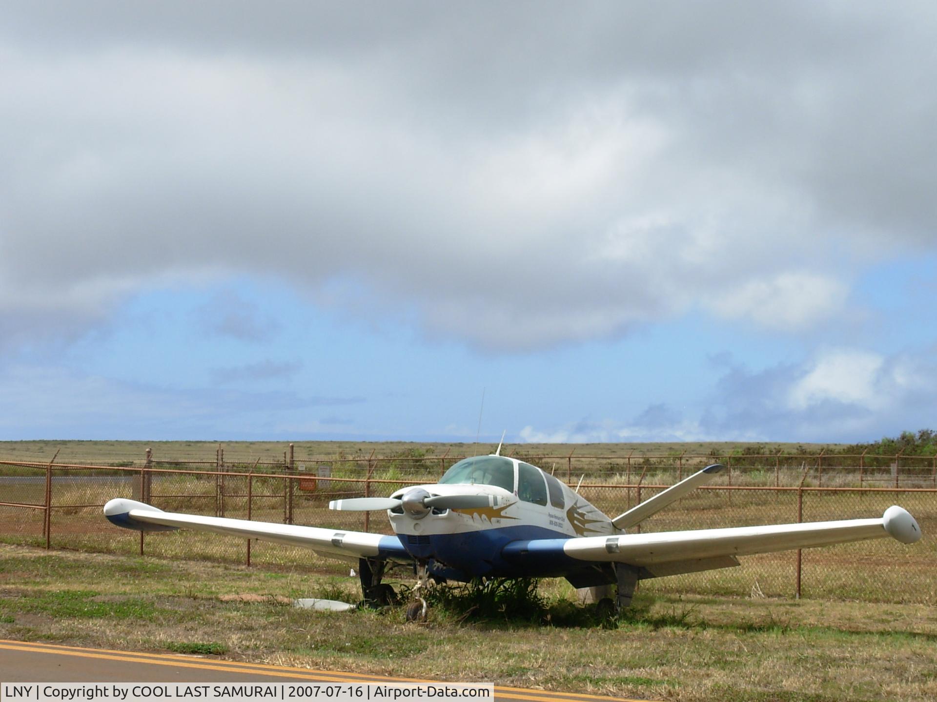 Lanai Airport (LNY) - A V-TAIL BEECH SITTING ON LNY TRANSIENT PARKING FOR A LONG LONG TIME