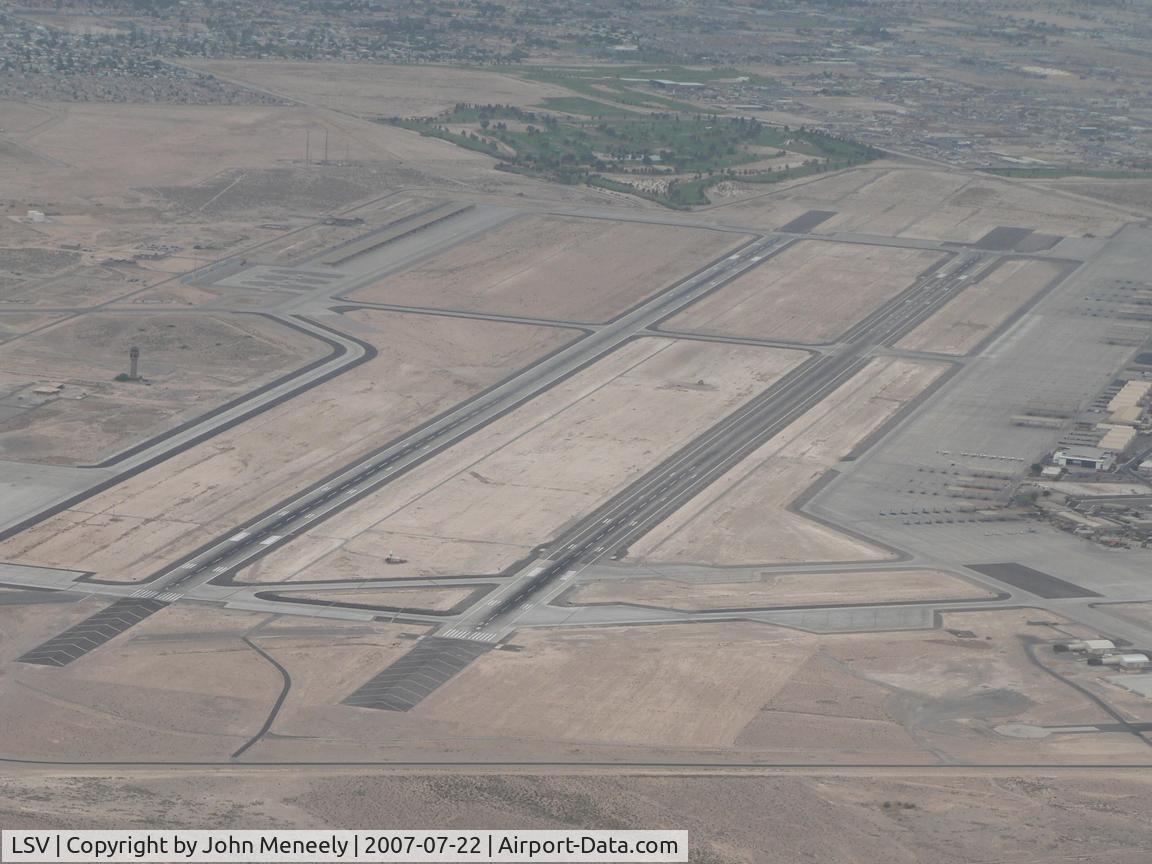 Nellis Afb Airport (LSV) - Home of the USAF's Thunderbirds... they're just visible on the ramp.