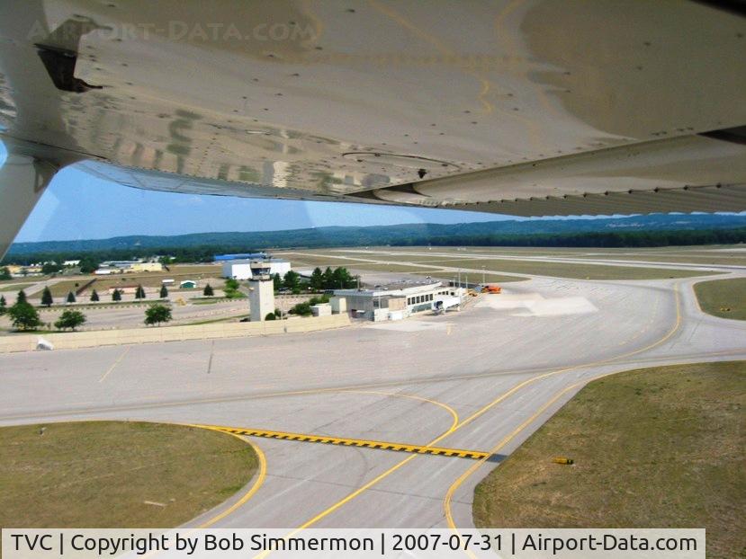 Cherry Capital Airport (TVC) - Departing on 36 - tower and former passenger terminal.