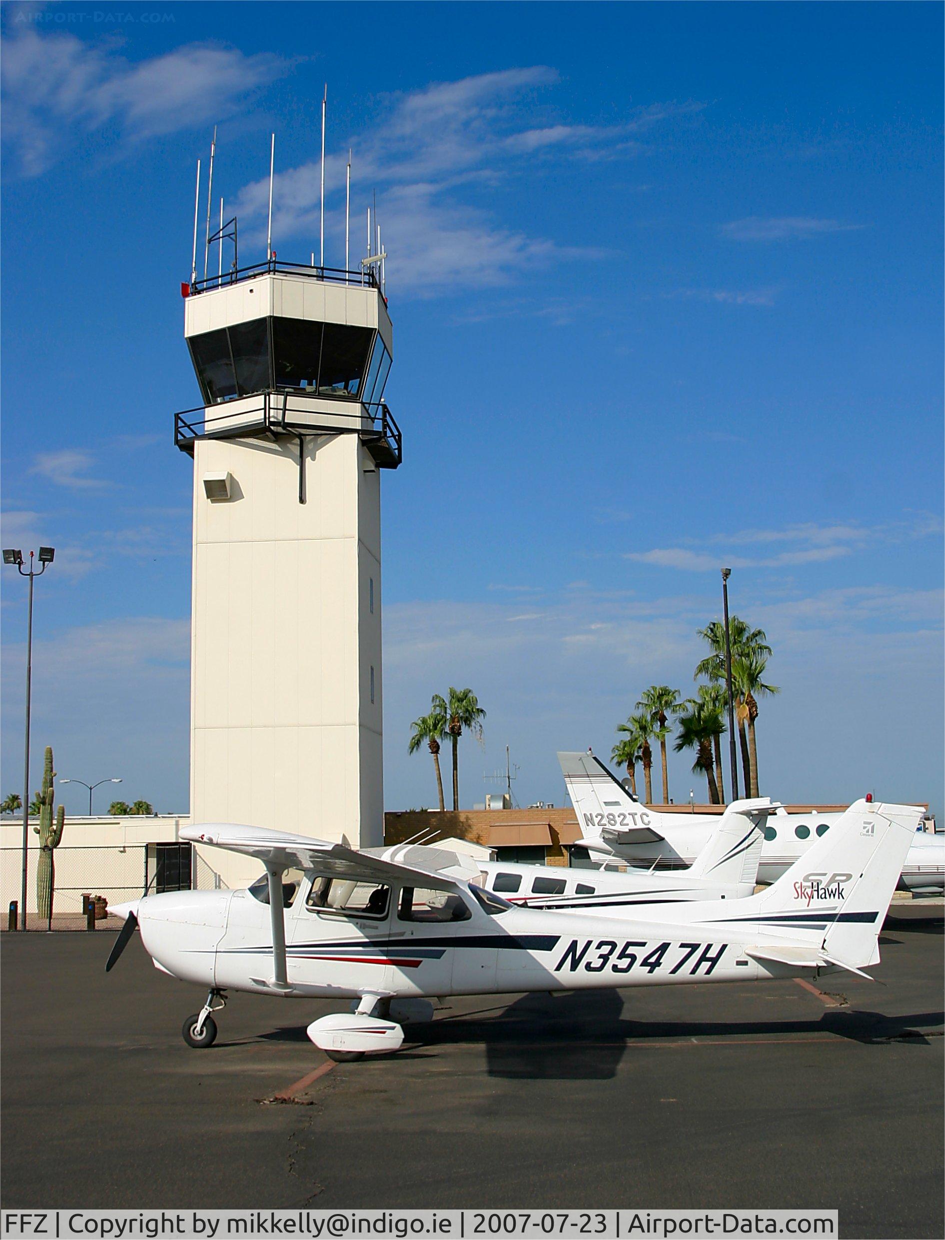 Falcon Fld Airport (FFZ) - Cessna 172 N3547H sits on theMesa ramp in front of the tower