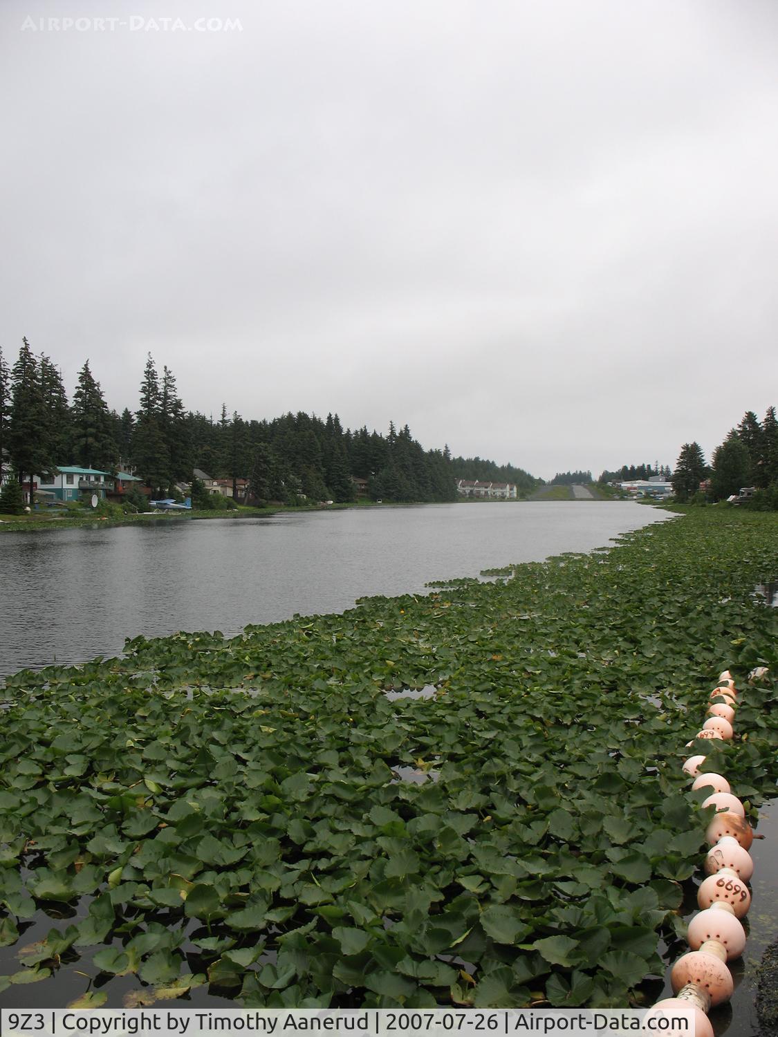 Kodiak /lilly Lake/ Seaplane Base (9Z3) - Taken from the east end looking west, Kodiak Muni in the distance.