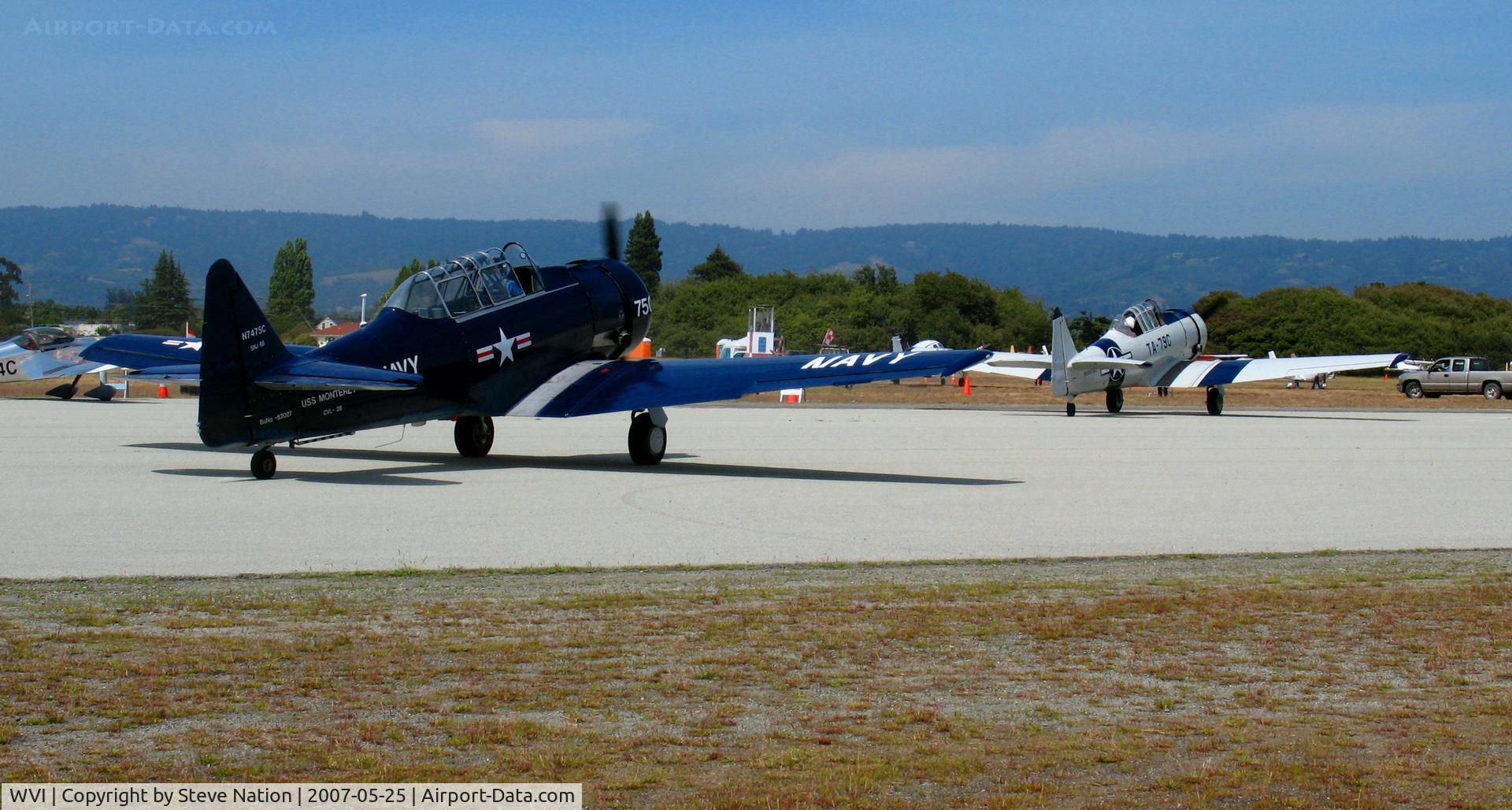 Watsonville Municipal Airport (WVI) - Texans N7475C and N6979C taxying in for airshow