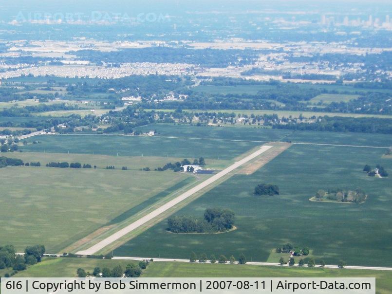 6I6 Airport - Looking east form 2500' with downtown Columbus in the background.