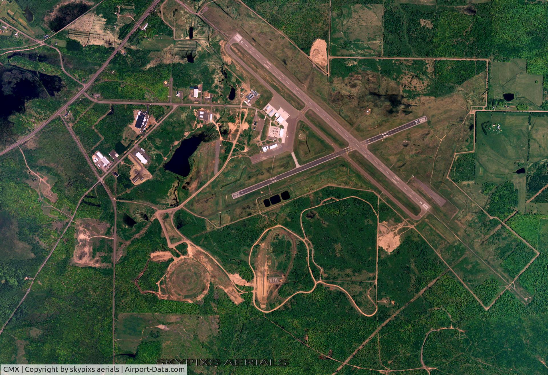 Houghton County Memorial Airport (CMX) - Vertical aerial of cmx airport -