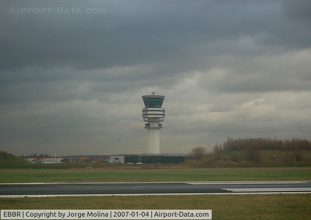 Brussels Airport, Brussels / Zaventem   Belgium (EBBR) - Zaventem Airport - ATC Tower, with storm clouds.