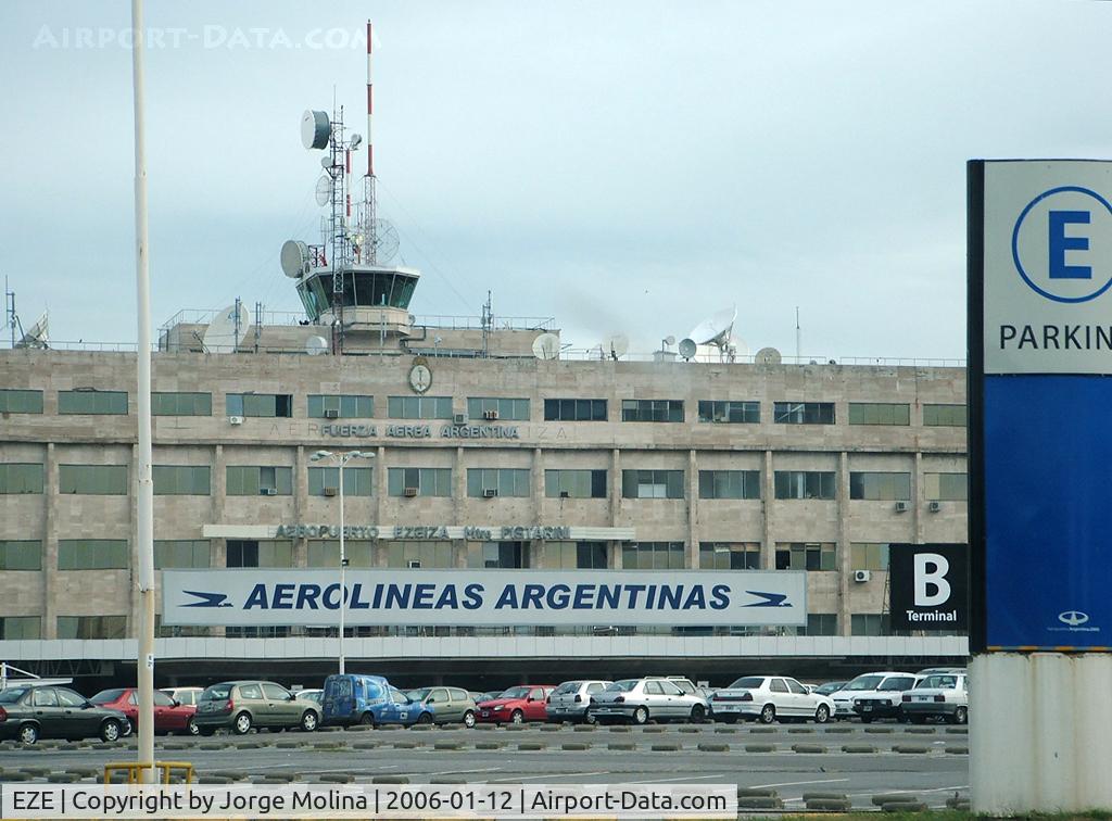 Ministro Pistarini International Airport (Ezeiza International Airport), Ezeiza, Buenos Aires Province Argentina (EZE) - Ministro Pistarini Airport (Ezeiza International) - ATC Tower and Aerolineas Argentinas terminal.