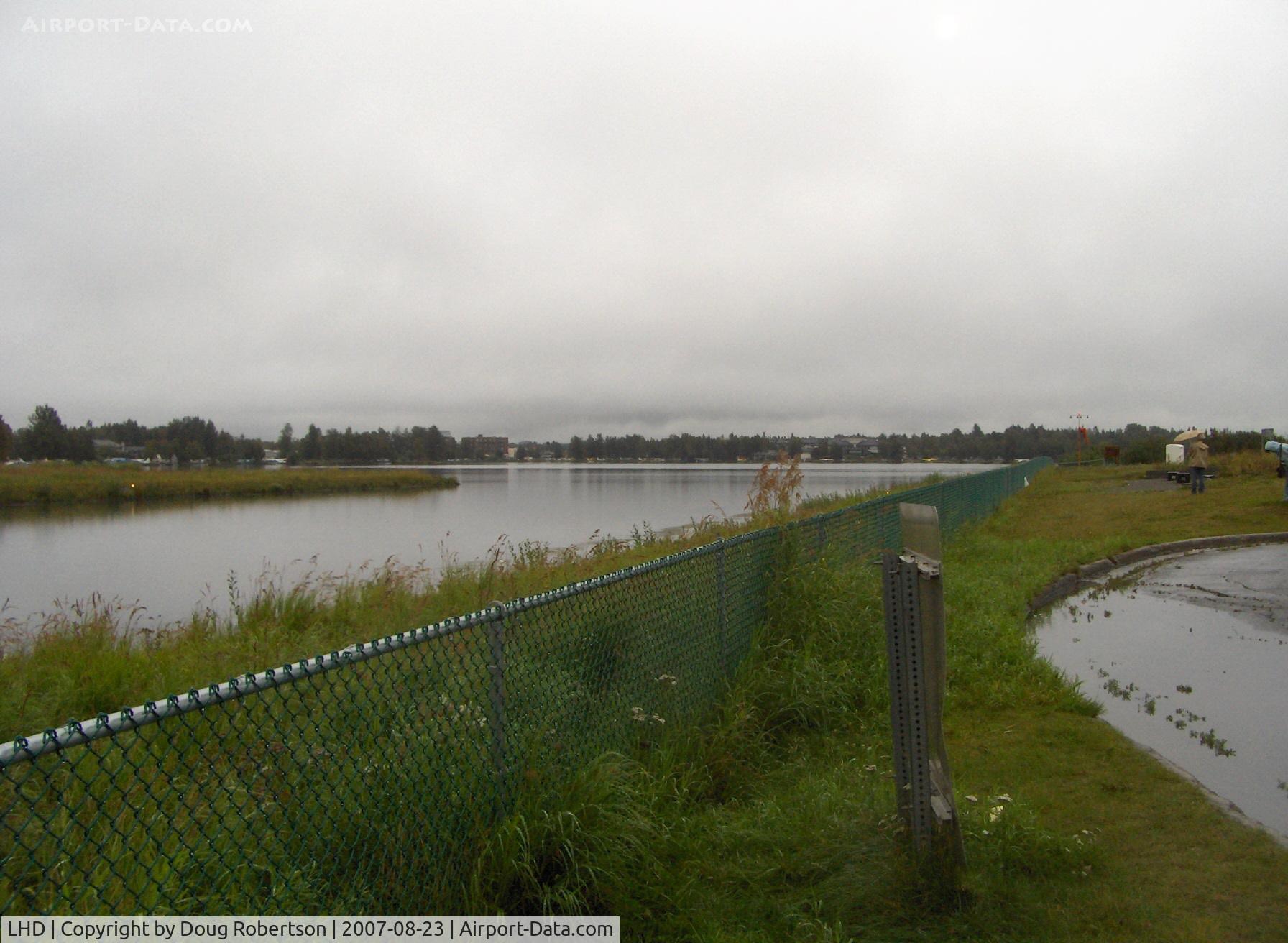 Lake Hood Seaplane Base (LHD) - E-W 4,540' X 188' fresh water takeoff/landing lane-looking eastward