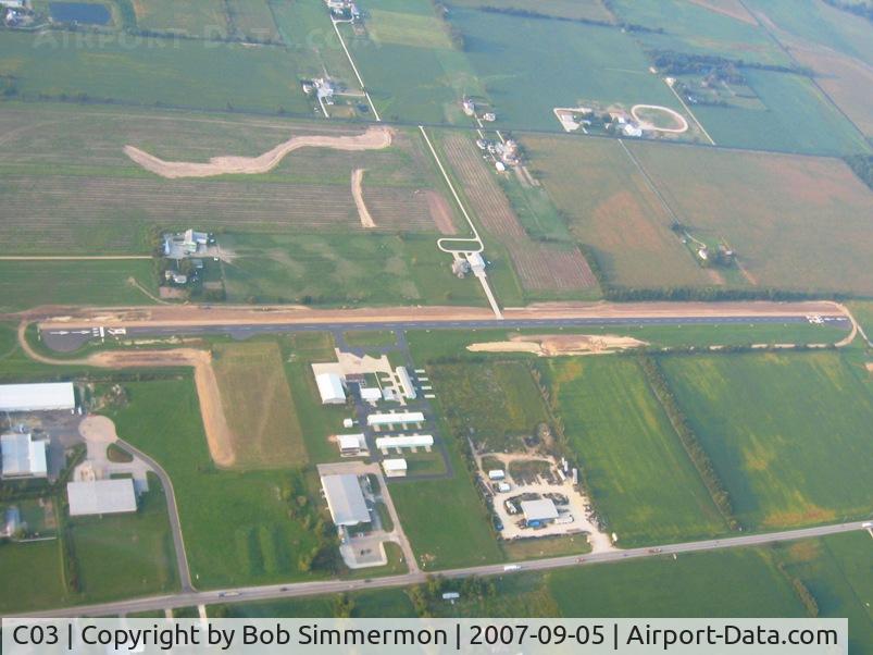 Nappanee Municipal Airport (C03) - Looking south from 3500'