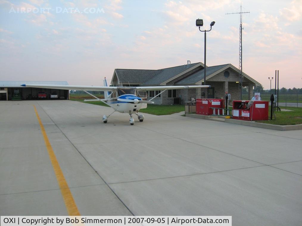 Starke County Airport (OXI) - N7830T on the ramp for fuel on a quiet morning.