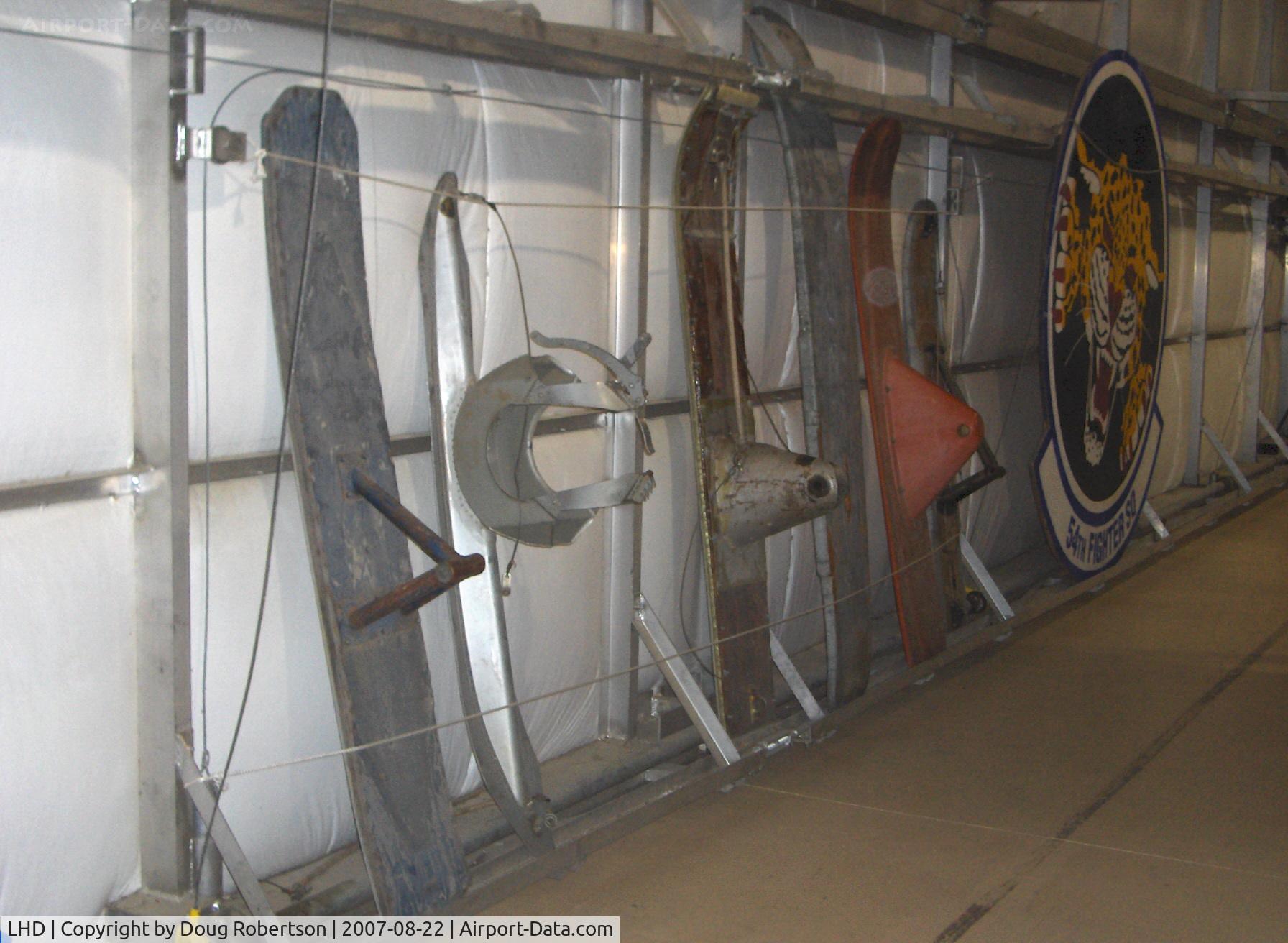 Lake Hood Seaplane Base (LHD) - Aircraft Skis in Ski Alley of Alaska Aviation Heritage Museum