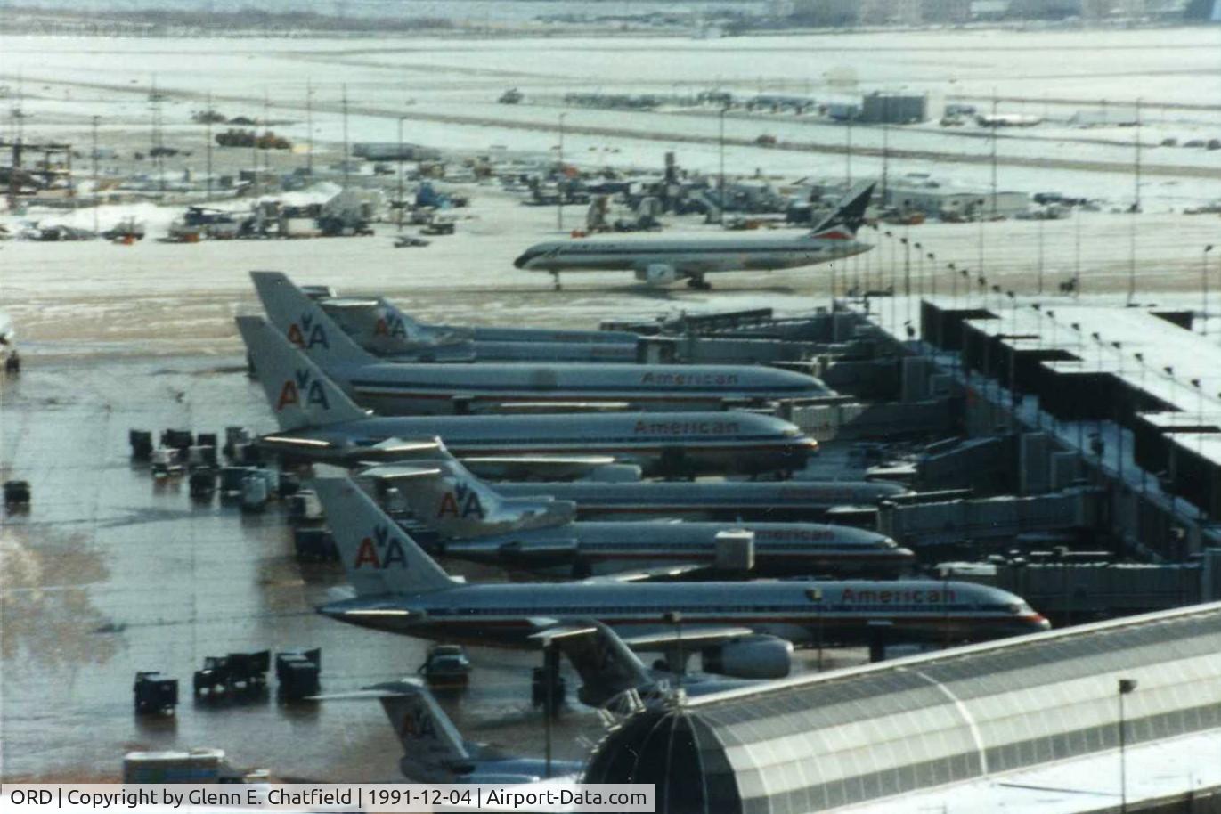Chicago O'hare International Airport (ORD) - American Airlines terminal viewed from the old control tower