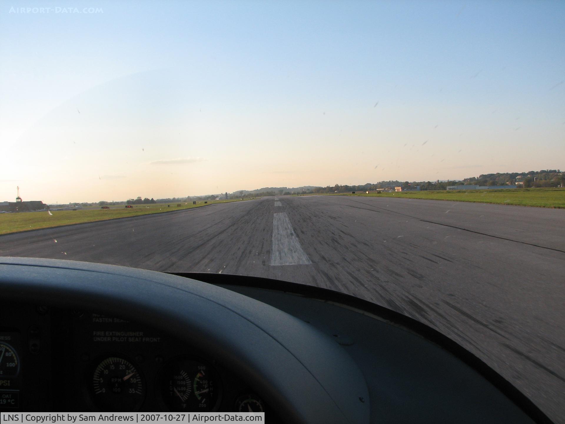 Lancaster Airport (LNS) - Starting the takeoff roll on rwy 30 LNS.  Sorry about the busgs ont he windshield!