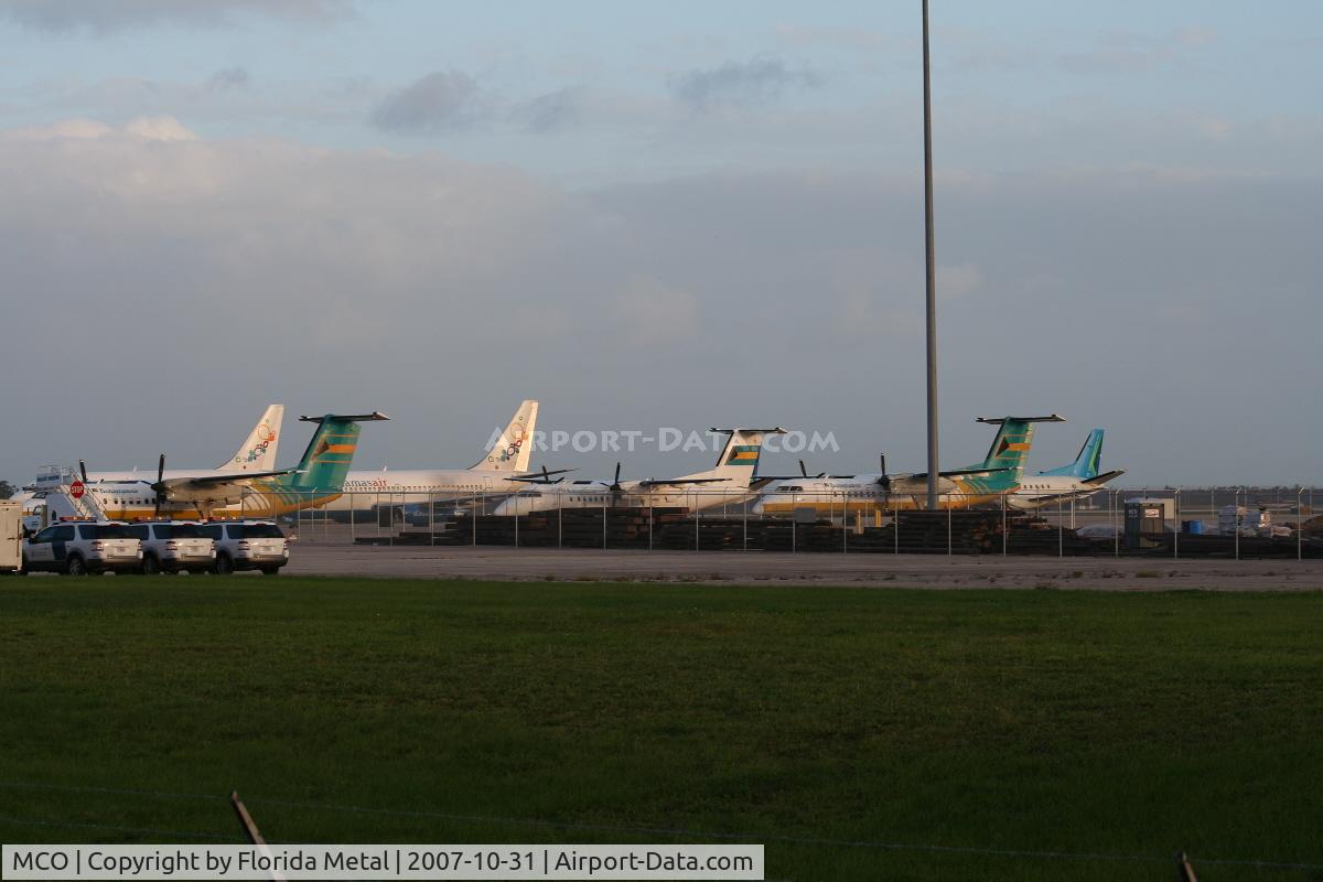 Orlando International Airport (MCO) - Bahamasair fleet parked at MCO during Hurricane Noel
