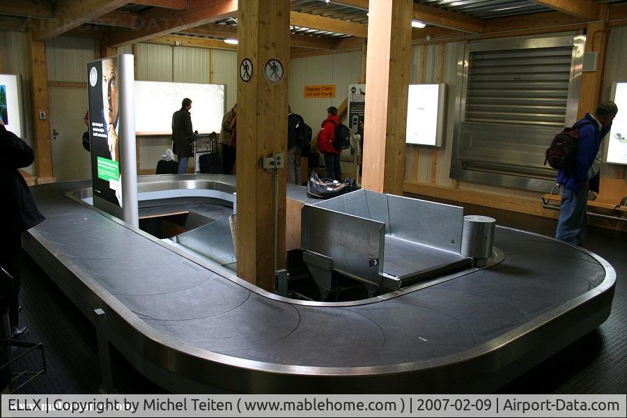 Luxembourg International Airport, Luxembourg Luxembourg (ELLX) - Temporary luggages carousel at Luxembourg-Findel Airport