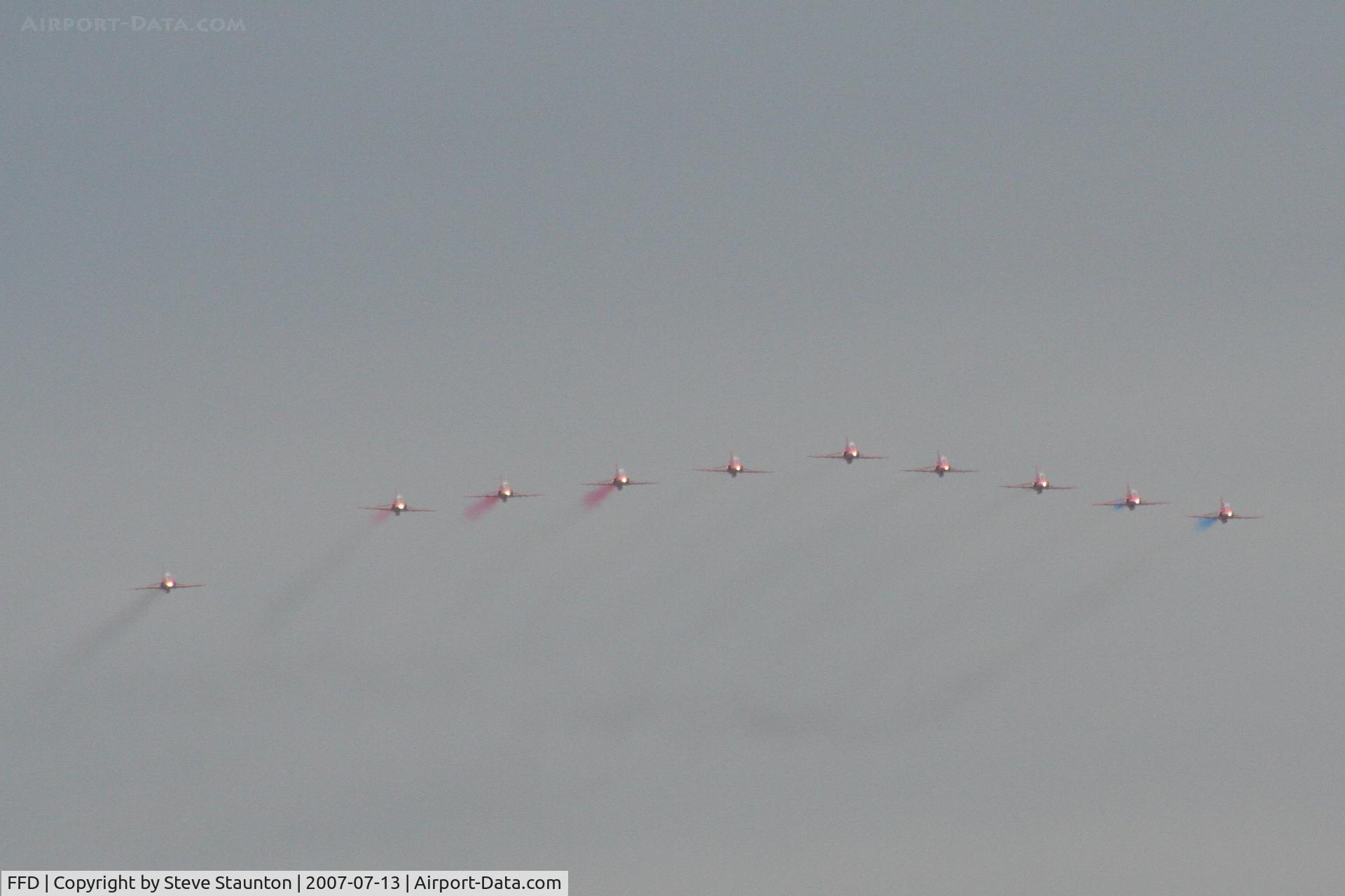 RAF Fairford Airport, Fairford, England United Kingdom (FFD) - Red Arrows in 10 ship formation at Royal International Air Tattoo 2007