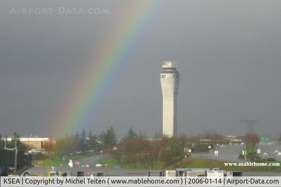 Seattle-tacoma International Airport (SEA) - Rainbow over the control tower