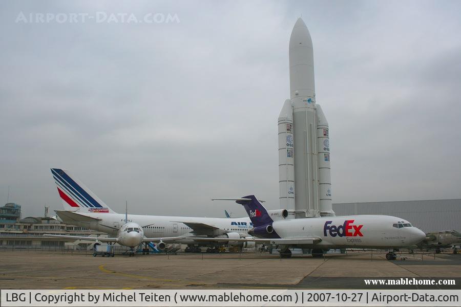 Paris Airport,  France (LBG) - Air Museum at Paris-Le Bourget : Ariane rocket, 727, 747 and Mercure