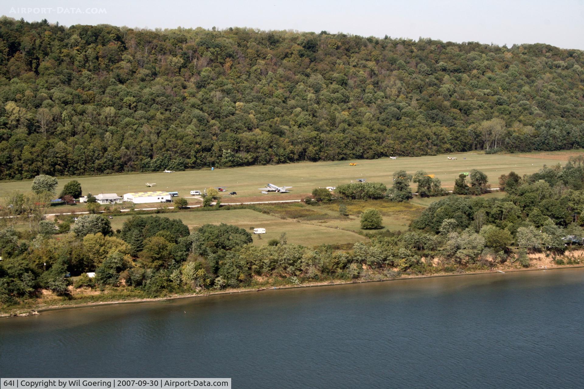 Lee Bottom Airport (64I) - Over the Ohio River Looking West