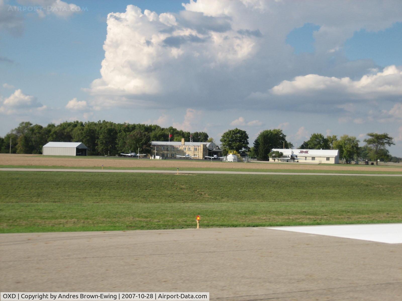 Miami University Airport (OXD) - the view of the ramp from the runway