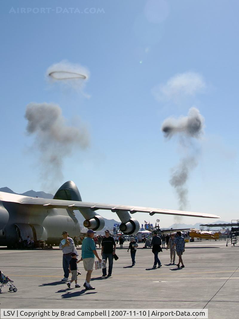 Nellis Afb Airport (LSV) - Welcome to Nellis AFB and Aviation Nation 2007. 60th anniversary of the USAF. Smoke rings from pyro display!