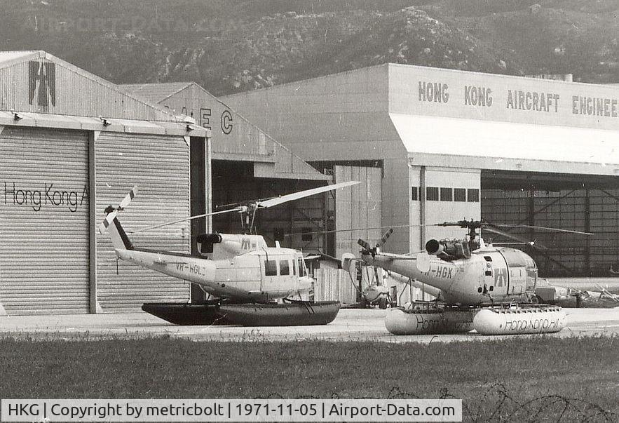 Hong Kong International Airport, Hong Kong Hong Kong (HKG) - HongKong Air Bell 212(VR-HGL) and Sud Aviation Alouette 316B(VR-HGK) at HKG Kai Tak airport