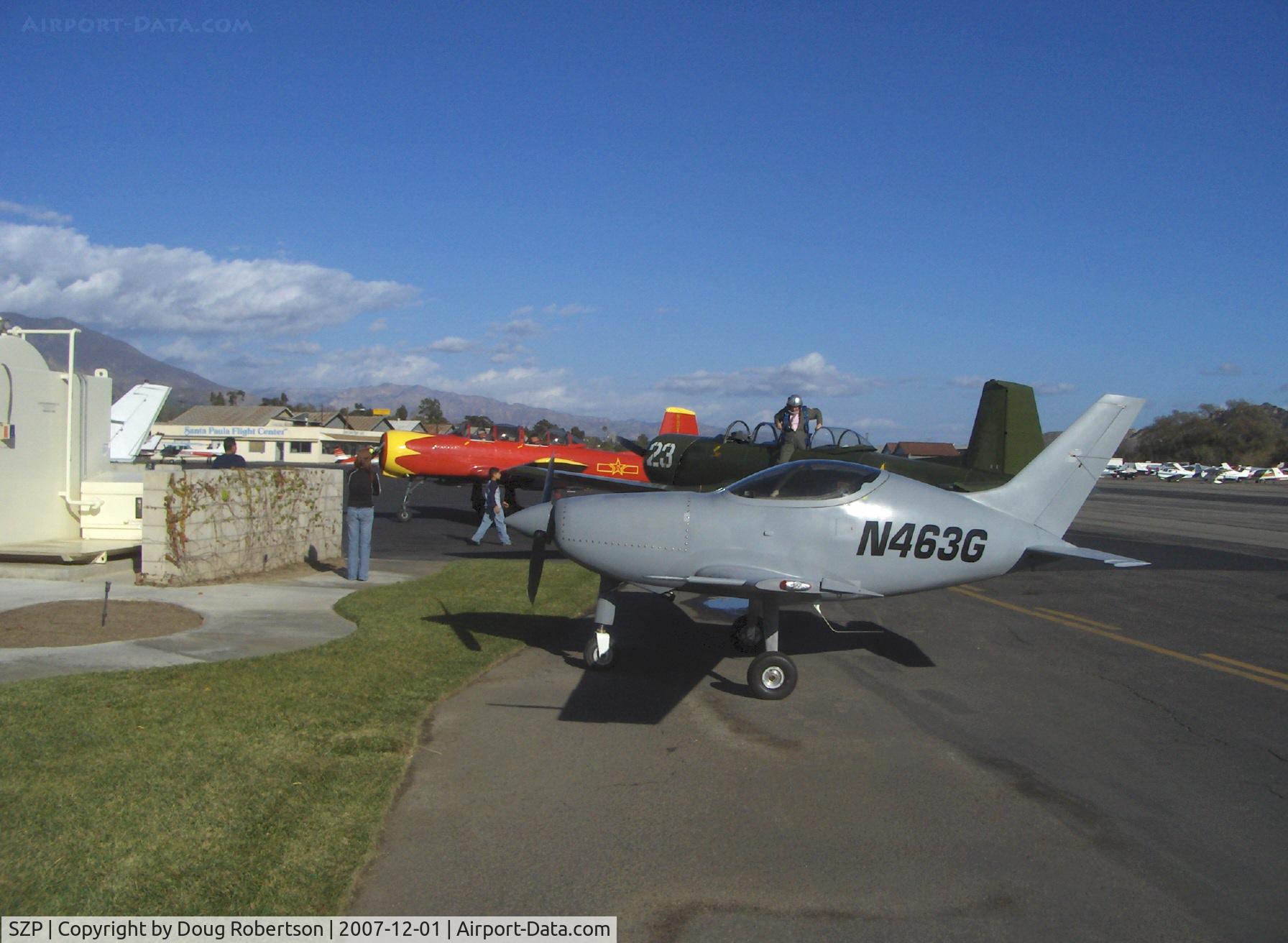 Santa Paula Airport (SZP) - Busy Self-fueling Dock. N463G will make very first-ever flight successfully today. Cruise speed 275 mph on 300 Hp.
