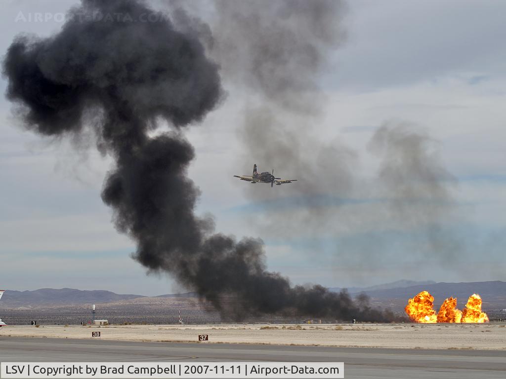 Nellis Afb Airport (LSV) - War Games at Aviation Nation 2007. The aircraft is - Privately Owned - Sugar City, Idaho / Douglas AD-5(A-1E) - Skyraider