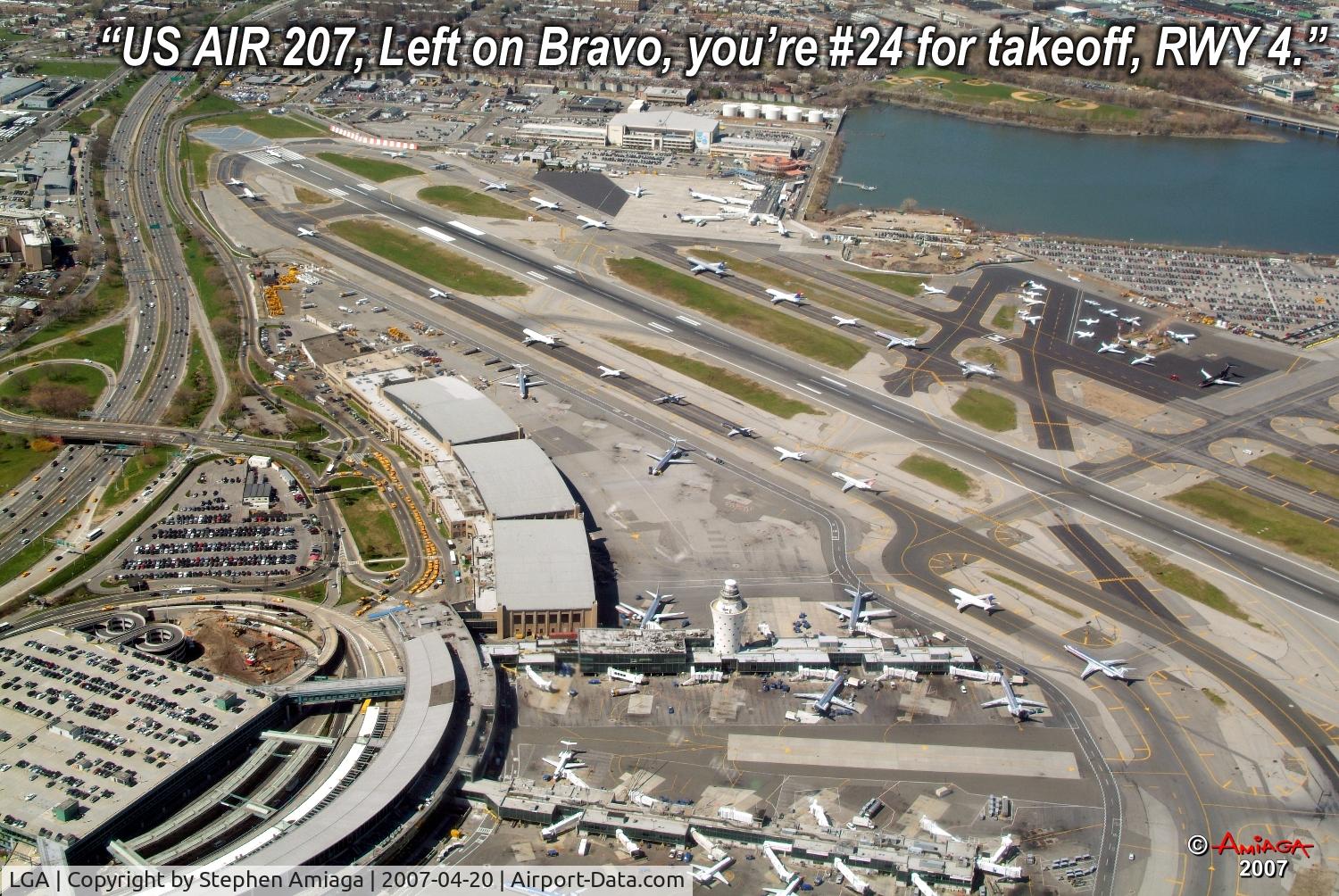 La Guardia Airport (LGA) - Transcript Fake, but 23 planes in line.  No GA planes in line.