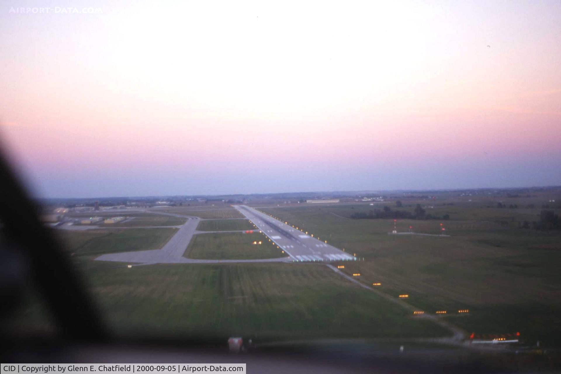 The Eastern Iowa Airport (CID) - Approaching to land Runway 9 in an Apache, I'm just riding along
