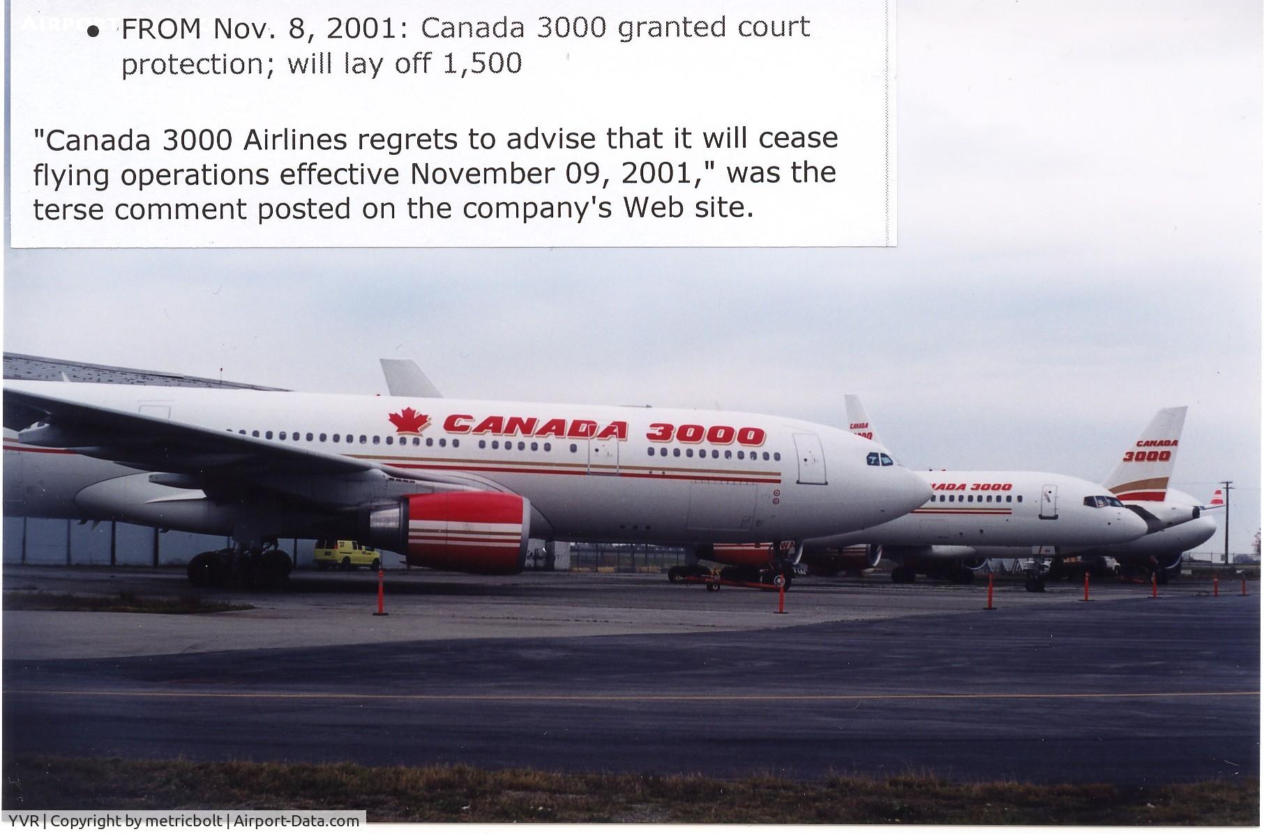 Vancouver International Airport, Vancouver, British Columbia Canada (YVR) - Grounded at YVR.Newspaper cilpping added for info.