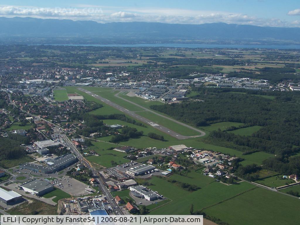 Annemasse Airport, Annemasse France (LFLI) - We can see the Geneva Lake