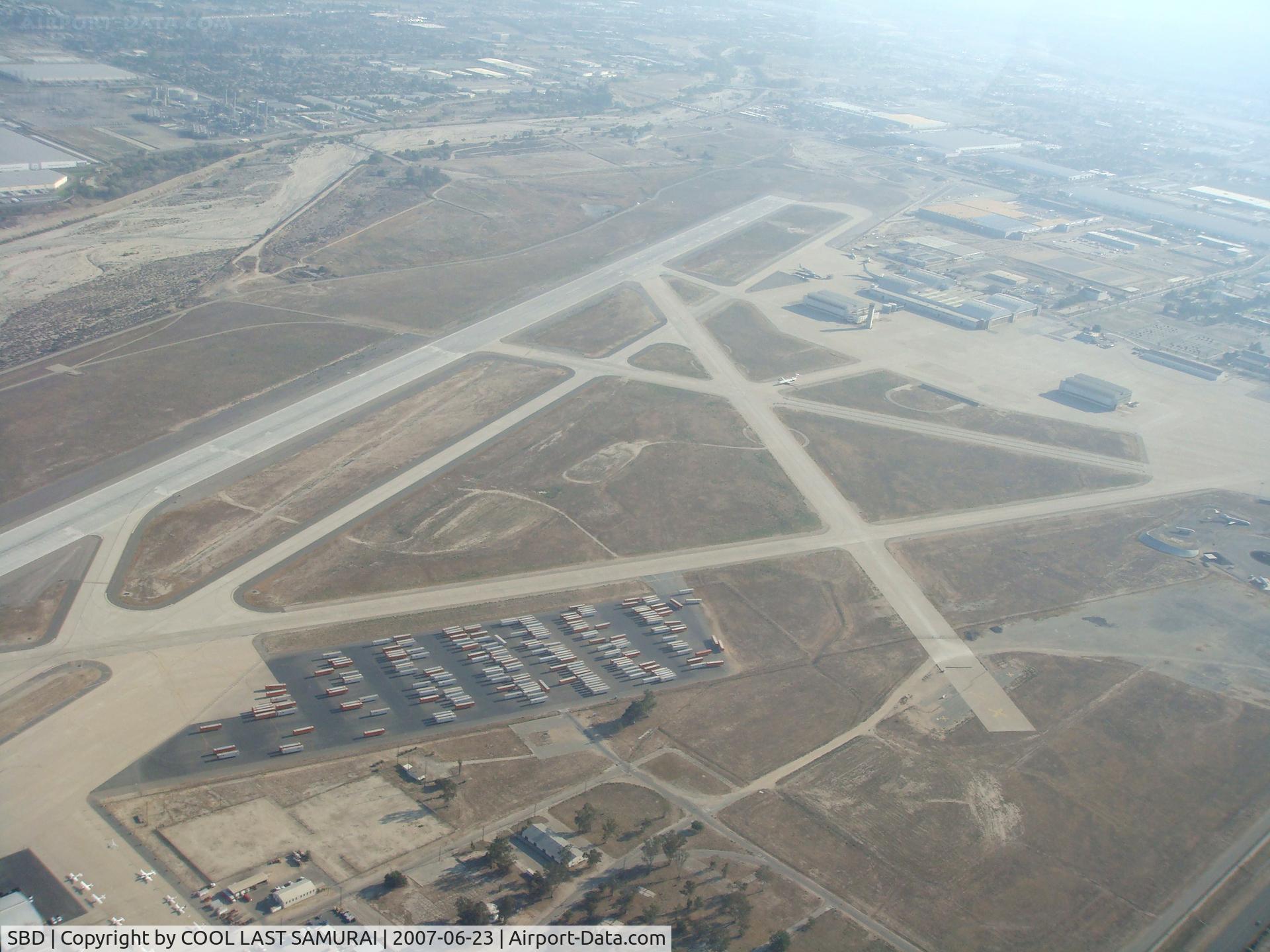 San Bernardino International Airport (SBD) - An aerial view of SBD. B727 on taxi way